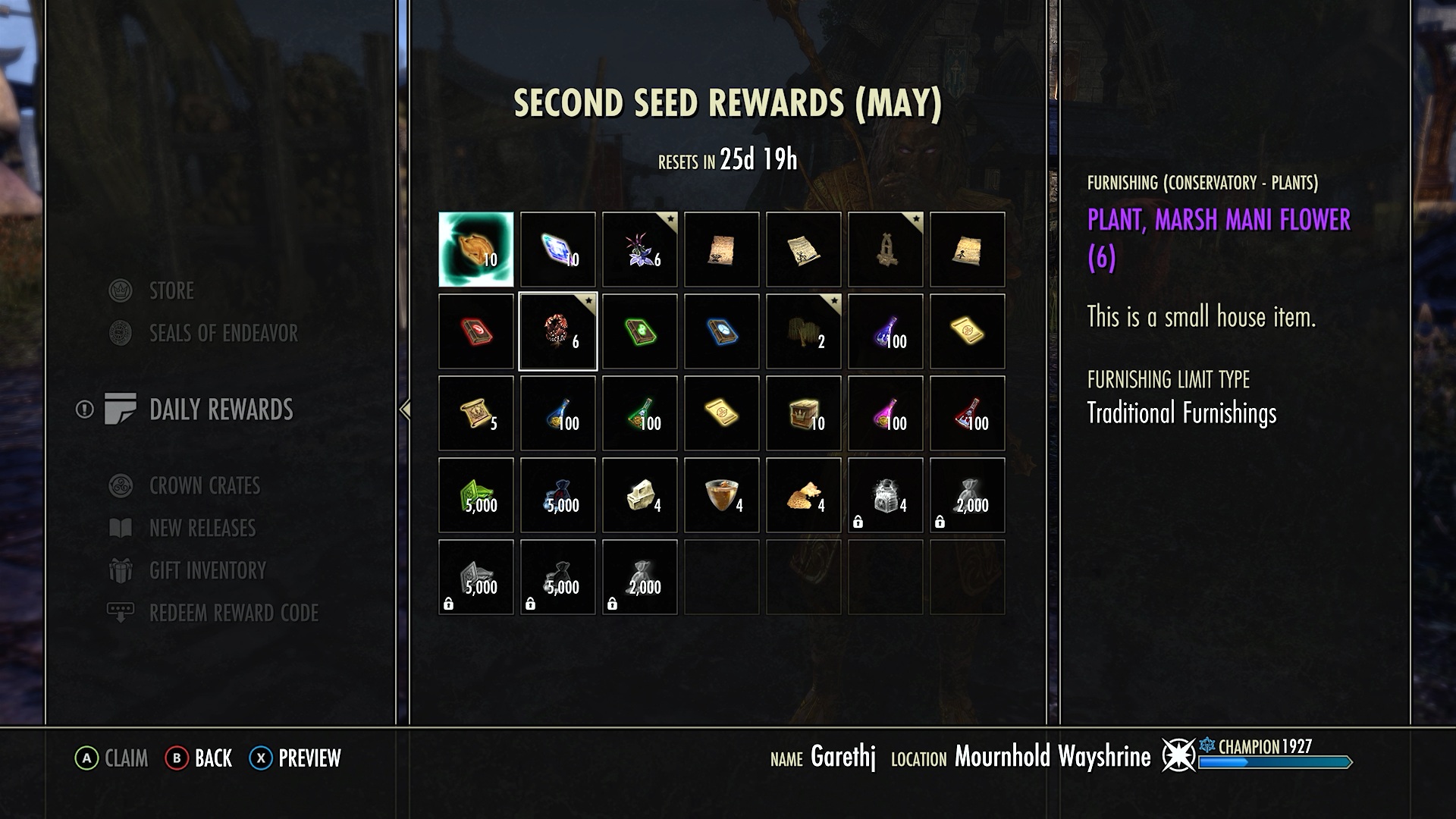 ESO Daily Login Rewards for May 2025